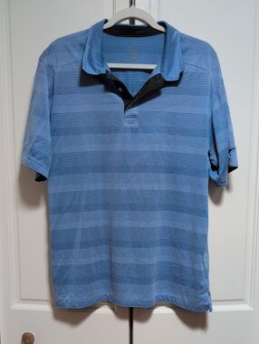 Nike Light Blue Striped Polo Shirt